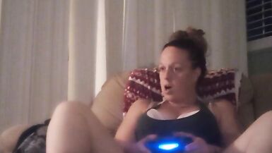 Milf Smoking Cigarettes Playing Video Games In Mini Dress - 15 image