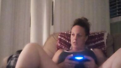 Milf Smoking Cigarettes Playing Video Games In Mini Dress - 8 image