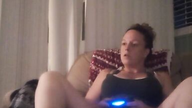 Milf Smoking Cigarettes Playing Video Games In Mini Dress - 9 image