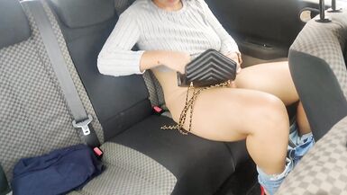 Busy worker in red heels masturbates her pussy and ass in a car taxi/uber - 15 image