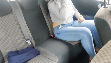 Busy worker in red heels masturbates her pussy and ass in a car taxi/uber - 4 image