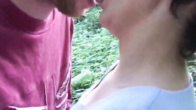 Busty brunette starts giving blowjob in the car being so eager to get home to get her ass stretched - 2 image