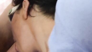 Busty brunette starts giving blowjob in the car being so eager to get home to get her ass stretched - 8 image