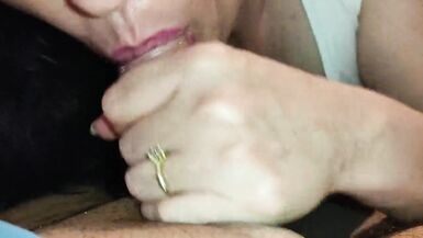 Oral Creampie - She sucked everything out of that Cock - Amateur Mature MILF POV Sucking Dick - 12 image