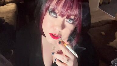 British Tart Tina Snua Tugs On Her Perky Nipples and Chain Smoking 2 Cigarettes - Big Tits BBW Satisfies Yr Smoking Fetish - 1 image