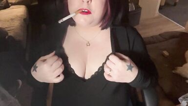 British Tart Tina Snua Tugs On Her Perky Nipples and Chain Smoking 2 Cigarettes - Big Tits BBW Satisfies Yr Smoking Fetish - 10 image