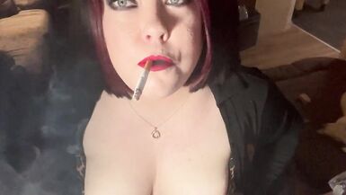 British Tart Tina Snua Tugs On Her Perky Nipples and Chain Smoking 2 Cigarettes - Big Tits BBW Satisfies Yr Smoking Fetish - 11 image