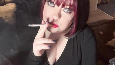 British Tart Tina Snua Tugs On Her Perky Nipples and Chain Smoking 2 Cigarettes - Big Tits BBW Satisfies Yr Smoking Fetish - 2 image