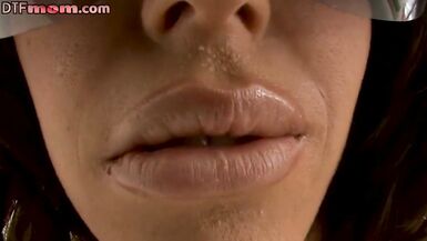 Busty cougar teases before POV blowjob and titty fuck