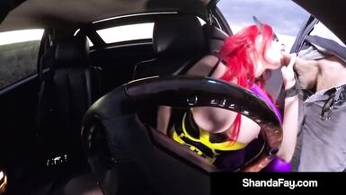 Busty BatGirl Shanda Fay Sucks Cock Roadside! - 4 image