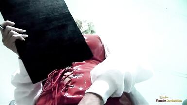 Blonde nurse watching a caged chick fuck with a patient - 5 image