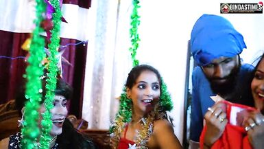 Desi Pornstars Orgy X-mass Special Gangbang Fucked with BBW Sucharita and StarSudipa and 4 Huge Cock ( Hindi Audio )