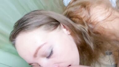 Hot wife suck my dick, lick my balls and eat my ass while her cuckold husband watches it in live skype show! POV homemad - 13 image