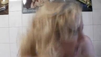 Hot blonde German MILF with huge round boobs making a cock cum - 13 image