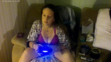 Busty Long Hair Gamer Girl In Bra and Panties Playing Smoking Cigarettes Part 2
