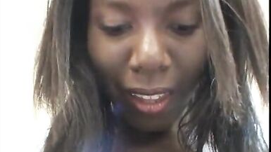 Black slut spreads her shaved pussy and slides her fingers inside - 7 image