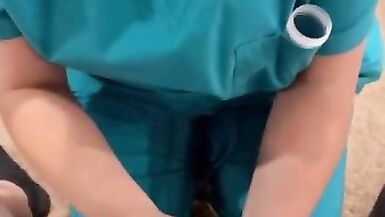 Las Vegas sperm bank nurse does anything to get the sample. Talks me through it and fucks at the end - 3 image