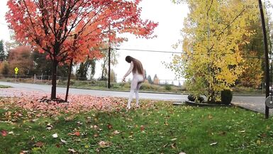 Longpussy, Sheer Pants, Diapers and a Giant Butt Plug in Public on a gray Day. - 8 image