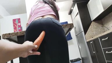 Inexperienced Unsatisfied Hot Wife Is Eager for a Big Cock and I told her to fuck her with the carrot in her ass - 13 image