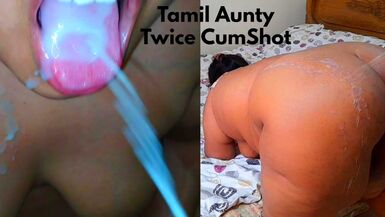 La tante indienne chaude suce ma grosse bite et je jouis dans sa bouche, puis la baise rudement et jouit à nouveau sur son gros cul - Deux fois Cum wild - 1 image
