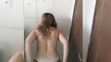Hot blonde in the bathroom doing striptease and hot masturbating, Mirelladelicia naughty bitch