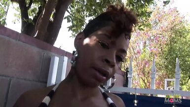 Beautiful ebony milf picks up a horny dude at the pool and - 1 image