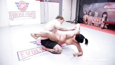 Nadia White Dominating And Face Sitting On A Dude During Nude Wrestling Fight - 5 image