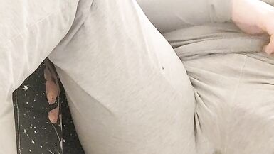 Trying to be quiet, dirty talk and cumming in my clothes 