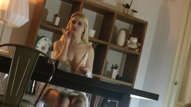 All Natural Wonderfully Beautiful Big Boobs Blonde Wife in Sexy White Summer Dress teases to seduce - 1 image