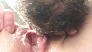 Her swollen creamy cunt is delicious. Eating a puffy aroused pussy. Extreme close-up. - 9 image