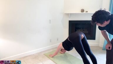 Stepson helps stepmom with yoga and stretches her pussy - 2 image