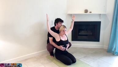Stepson helps stepmom with yoga and stretches her pussy - 6 image