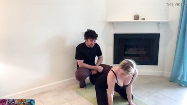 Stepson helps stepmom with yoga and stretches her pussy - 8 image