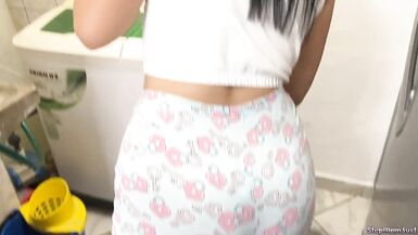 Beautiful Married Woman Milf Washing and Cleaning in my House has a Big ASS - 2 image