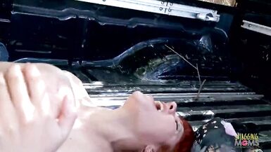 After picking up the redhead this chab takes her outdoors to pummel - 9 image