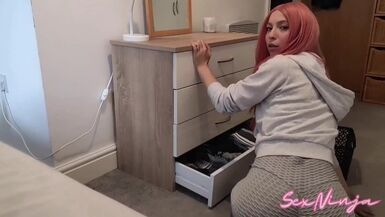 I Flash my Large Dick and begin jerking off to Step-Mamma