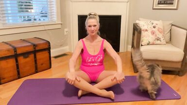 65 Year Old Granny Does Yoga For Inexperienceder males fitness class - 6 image