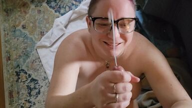 Cute mother i'd like to fuck high velocity facial ejaculation on glasses POV - 1 image