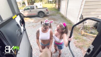 Hawt Mother I'd Like To Fuck StepMom (Kymber Leigh) shows Floozy StepDaughter (Misty Meaner) How this babe sucks dick and rides the neighbour's (Scott Trainor) cock - 3 image