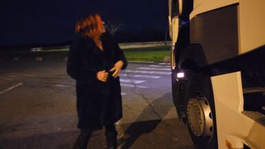 in exhib a truck driver surprises me and bonks my cunt and my a-hole - 1 image