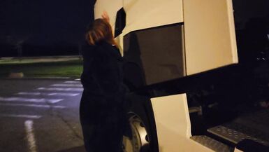 in exhib a truck driver surprises me and bonks my cunt and my a-hole - 2 image