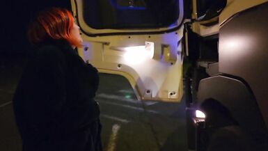 in exhib a truck driver surprises me and bonks my cunt and my a-hole - 3 image