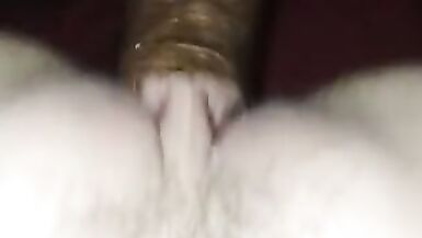 Dark man plays with white bawdy cleft and jism pie - 9 image