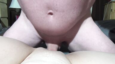 POV LARGE COCK jerking by sexy wife acquires pumped in slit CUMS all over it! - 14 image