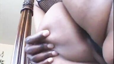 Afro sweetheart in fishnets acquires team-fucked in all holes - 3 image