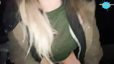 Street hotty abased and copulates a fake cock in the street for a man