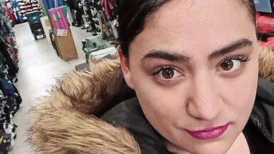 Hawt angel at the public store juicy twat pumping with are biggest sex toy