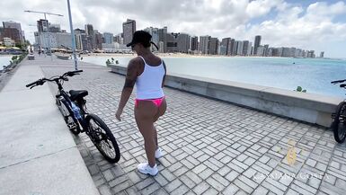 Cassiana Costa, with her spouse and a ally, took a walk on the beach and went to fuck the 3 of 'em, in the end the toys left her moist