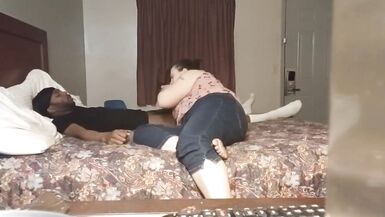 Wench Wife sucks BBC during the time that white hubby in washroom - 12 image