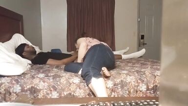 Wench Wife sucks BBC during the time that white hubby in washroom - 14 image